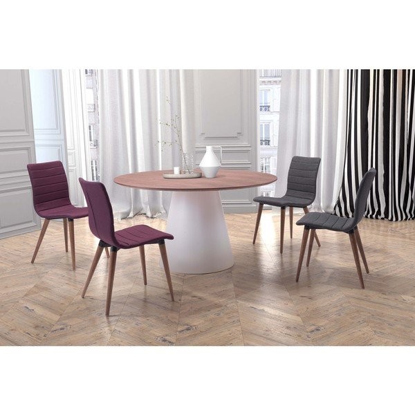 Query Contemporary Round Walnut Top and White Cone Dining Table - Walnut/Whie | Bed Bath & Beyond