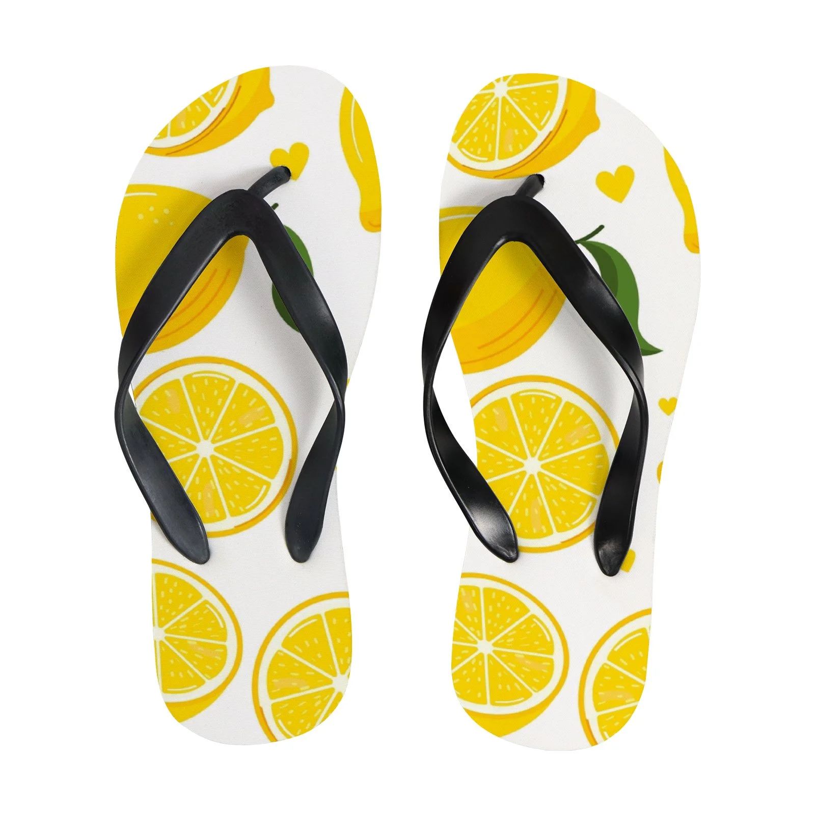 Bestwell Flip Flop Fresh Yellow Lemon Fruit Summer Casual Sandals Beach Rubber Shower Shoes Basic... | Walmart (US)
