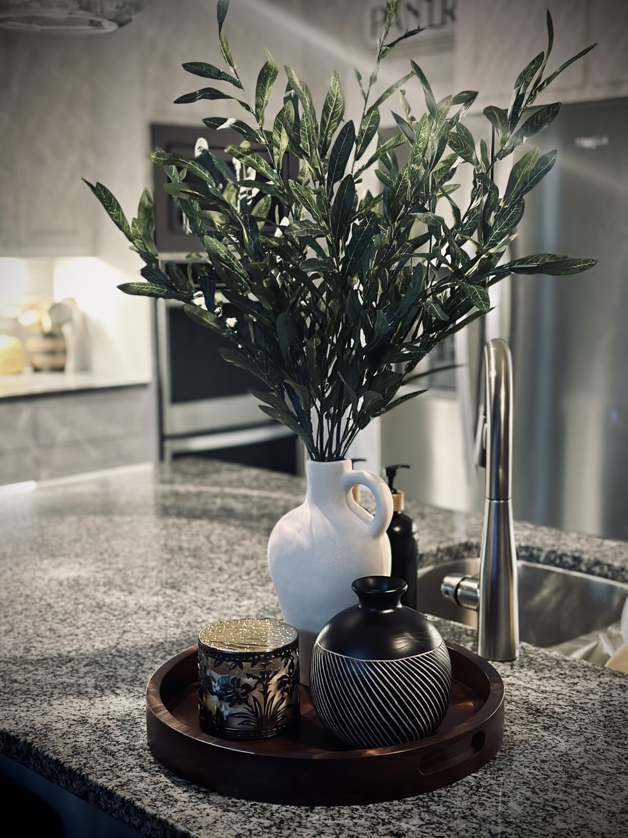 Ceramic White Vase BlossoME 10" Height Decor for Home,Stoneware Living Room Centerpiece Jug,Rusti... | Amazon (US)