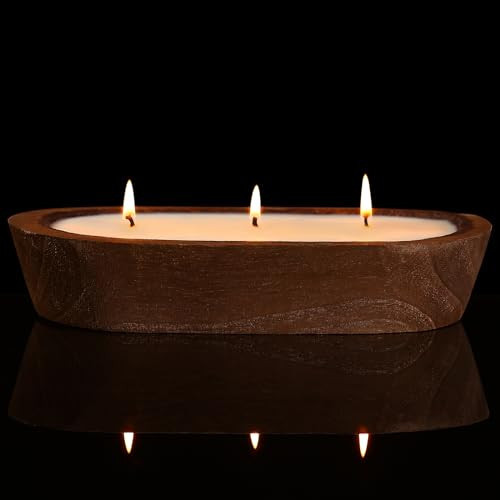Scented Candles for Home, YeeQue Citronella Candles with Large Wooden Bowl Design for Women,Girl Birthday Gift 3 Wicks, 12oz | Amazon (US)