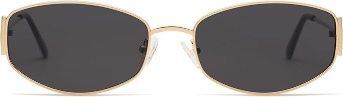 Retro Oval Sunglasses For Women Men Hexagonal Rectangle Metal Frame Sun Glasses AP3625 | Amazon (US)