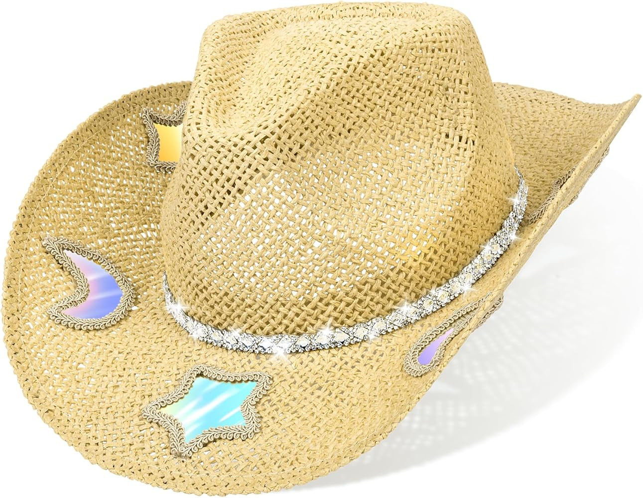 Cowboy Hat,Cowgirl Hat,Cowboy Hats for Women,Straw Western Cowgirl Hats with Star and Moon Reflec... | Amazon (US)