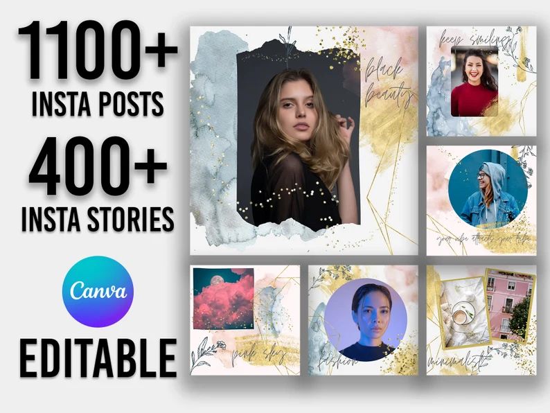 1100 Post and Stories Instagram Templates, Instagram Template Canva, Instagram Engagement Tamplat... | Etsy (US)