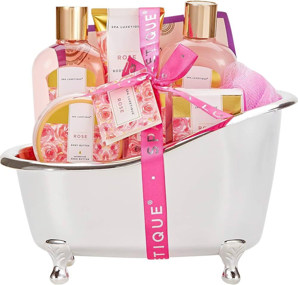 spa luxetique Gift Set For Women, Bath Sets for Women Gift, 8 Pcs Rose Spa Basket Includes Bubble... | Amazon (US)