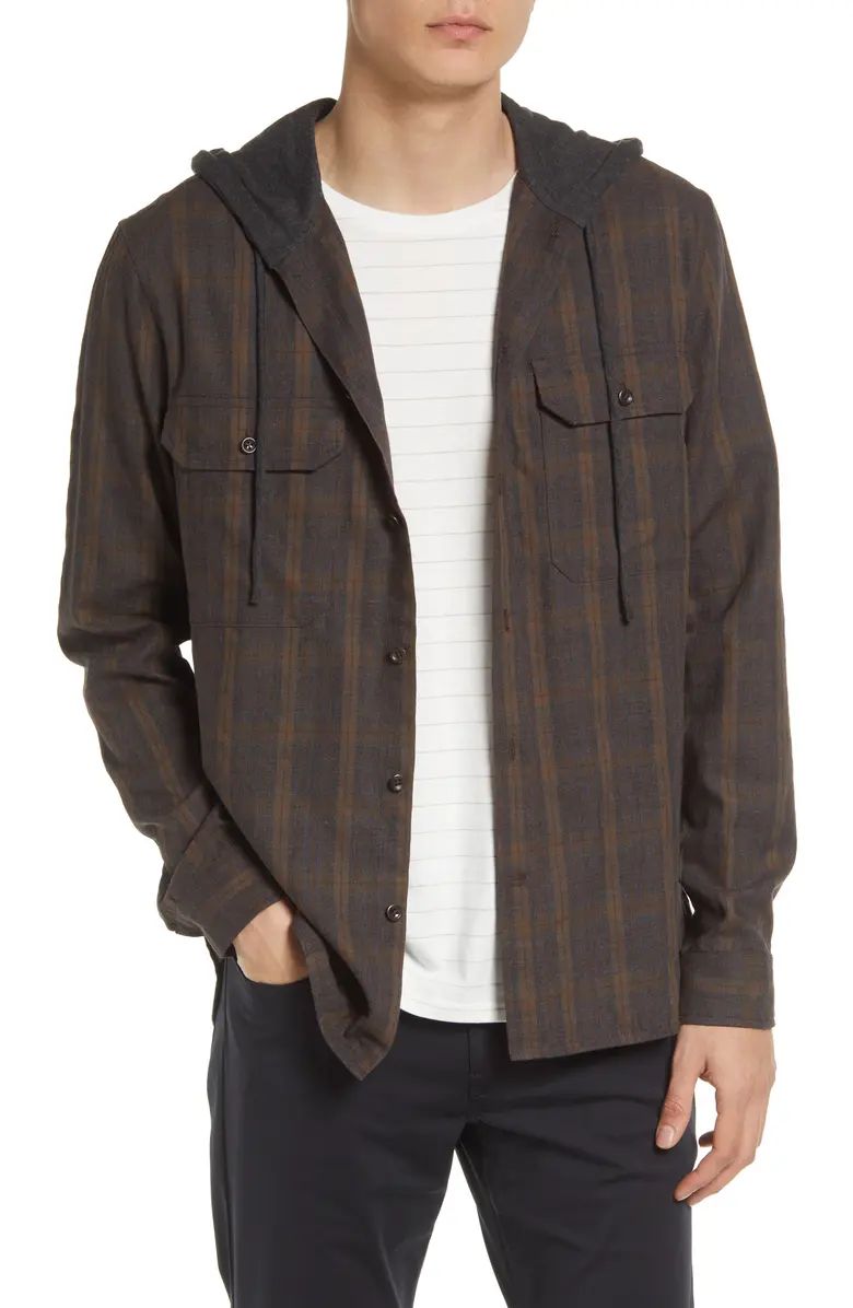 Bixby Plaid Cotton Blend Hooded Button-Up Shirt | Nordstrom