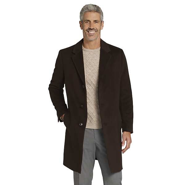 Joseph Abboud Men's Classic Fit Wool Blend Overcoat Brown - Size: 42 Long | The Men's Wearhouse