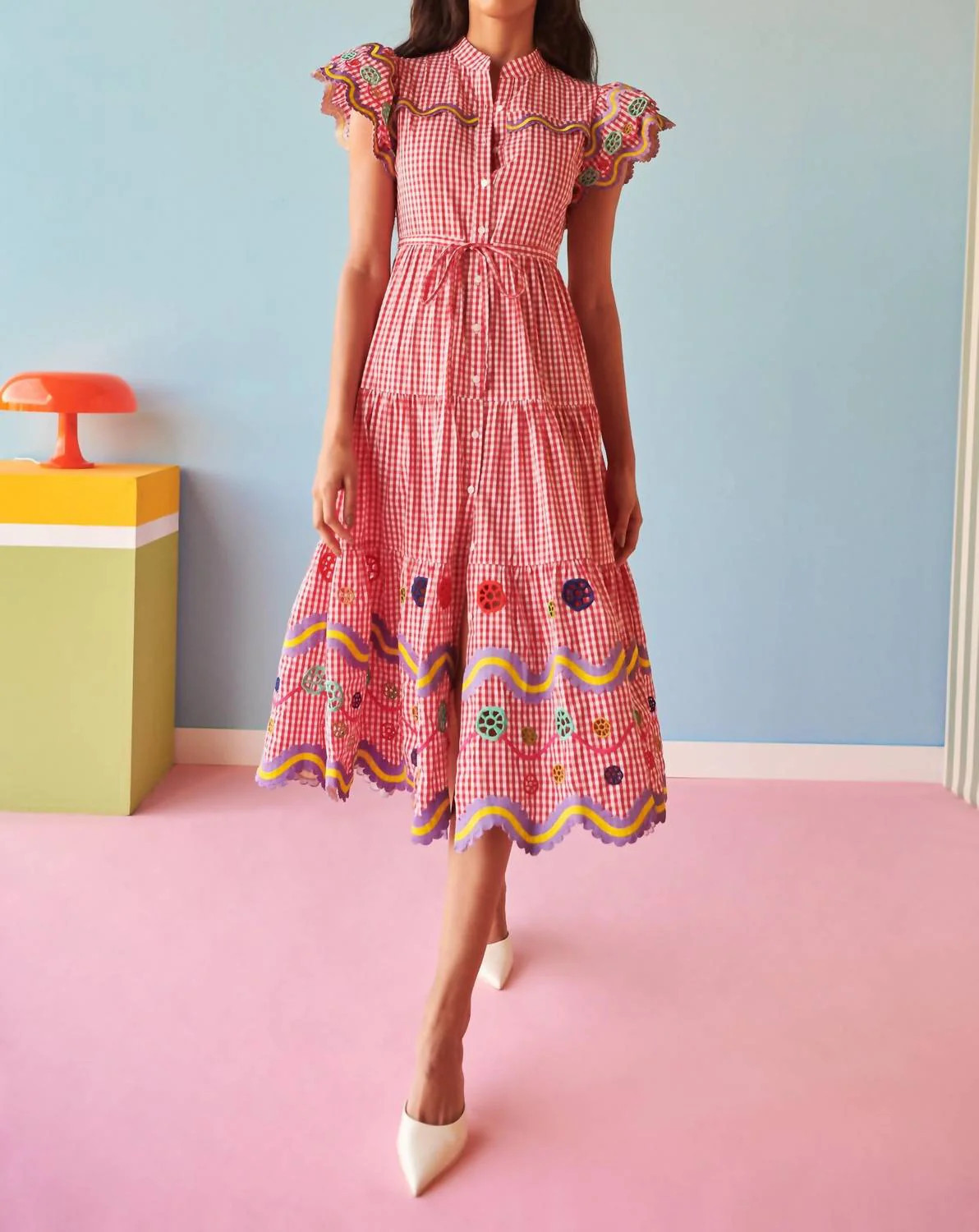 Reise Dress In Vichy Red | Shop Simon