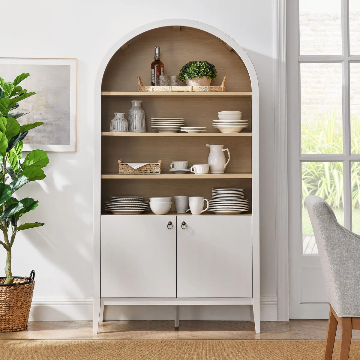 Nolan 74" Tall Arched Storage Display Cabinet Bookshelf | Wayfair North America