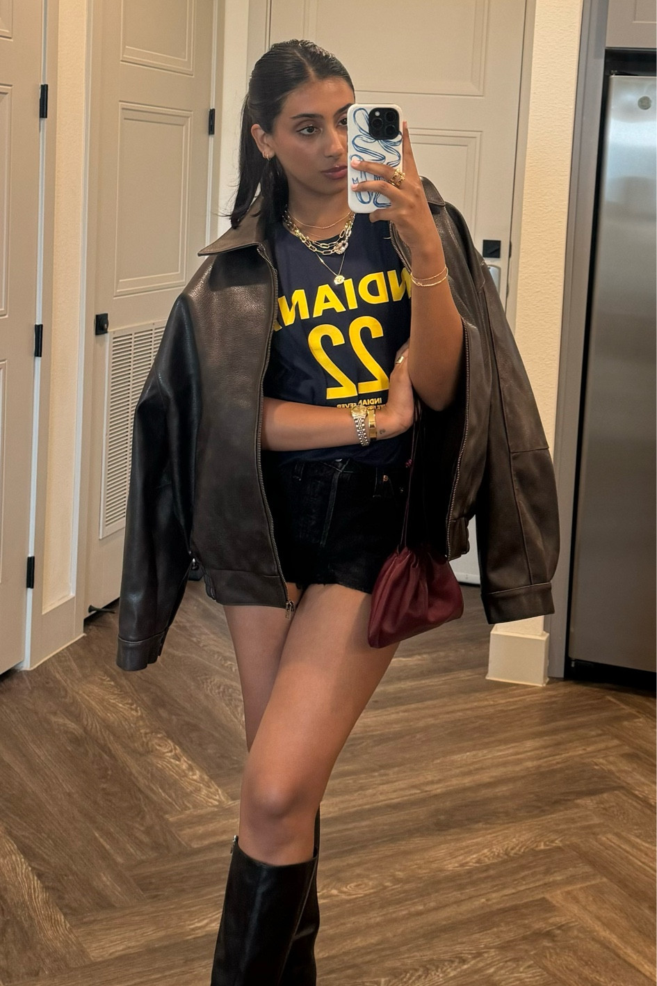 Basketball game day fit. New fav leather jacket 

#LTKSeasonal #LTKGiftGuide #LTKFestival