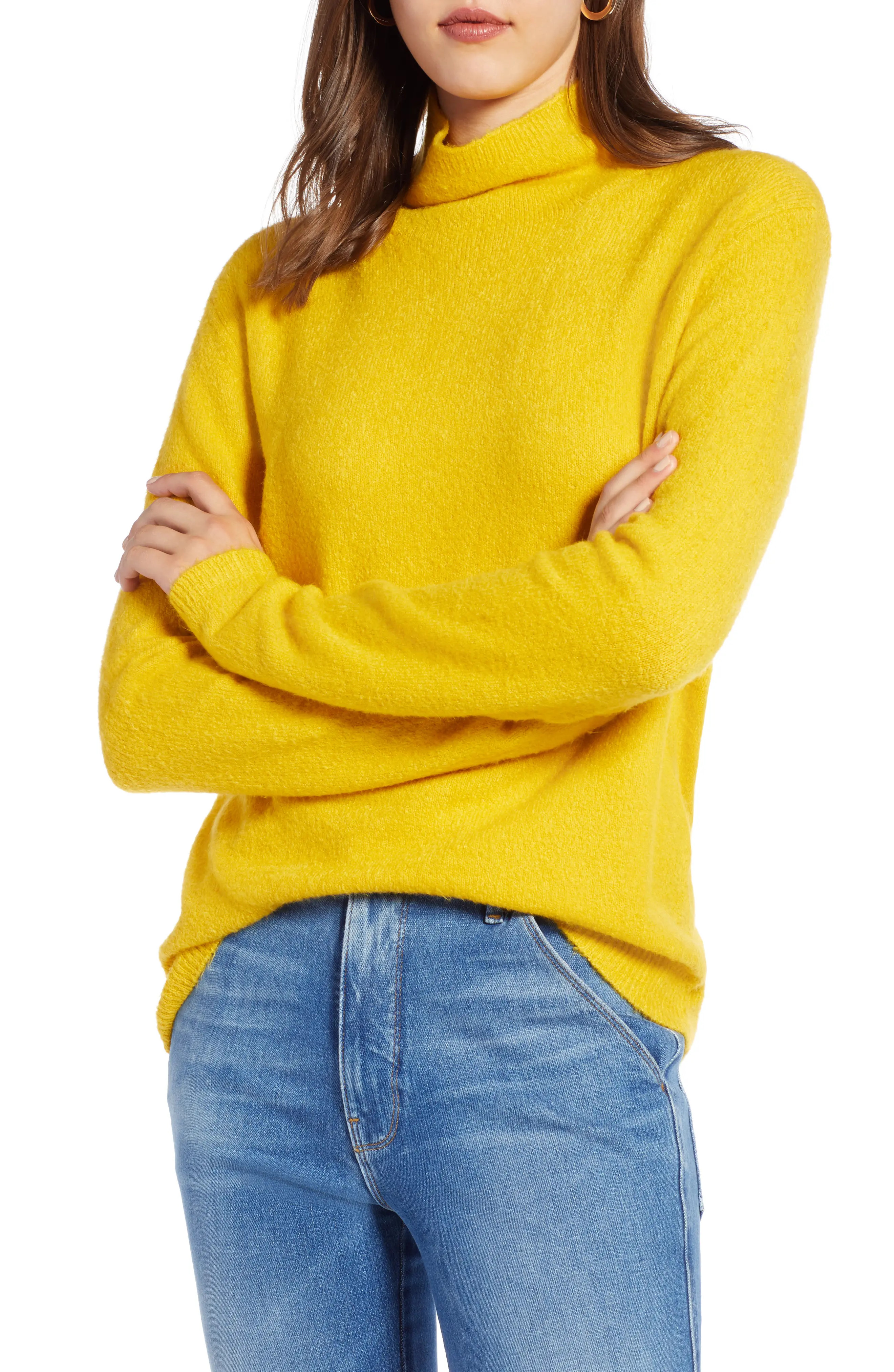 Halogen® Fuzzy Mock Neck Sweater (Regular & Petite) | Nordstrom