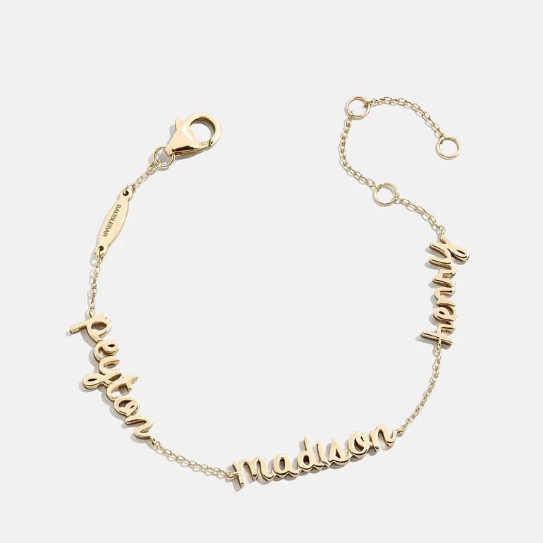 14K Gold Custom Script Multi Name Bracelet - 3 Names | BaubleBar