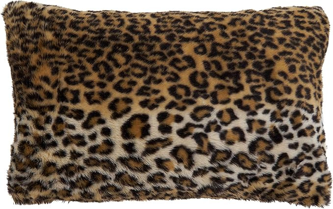 SARO LIFESTYLE Guépard Collection Cheetah Print Faux Fur Throw Pillow with Poly Filling, 12" x 2... | Amazon (US)