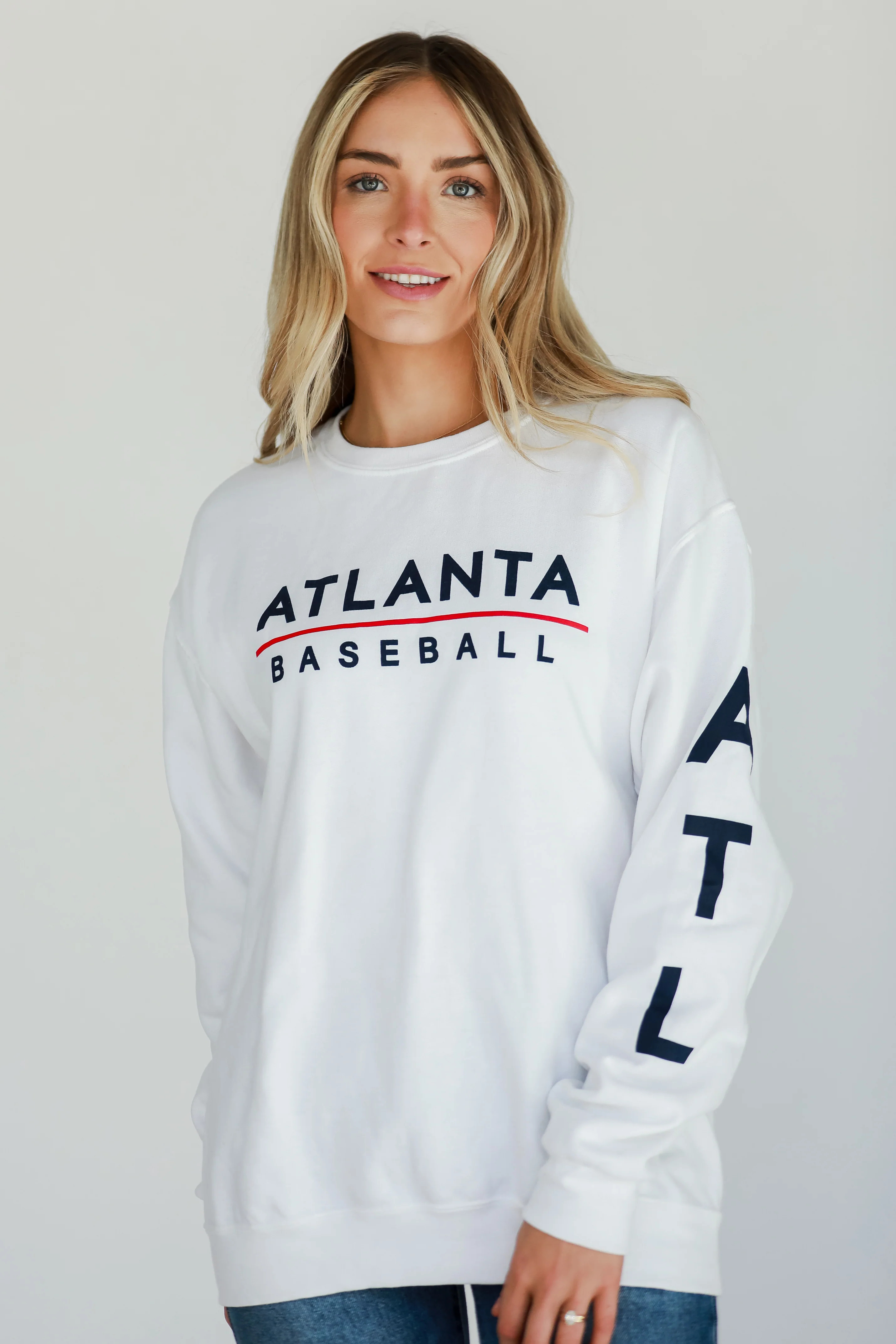 White Atlanta Baseball Sweatshirt | Dress Up
