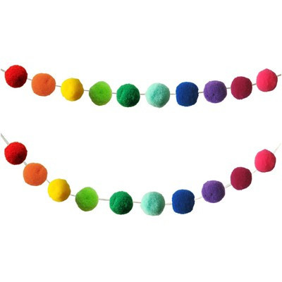 Carson Dellosa Education Rainbow Pom-Pom Garland, 12 Feet, Pack of 2 (Pack of 3) | Target