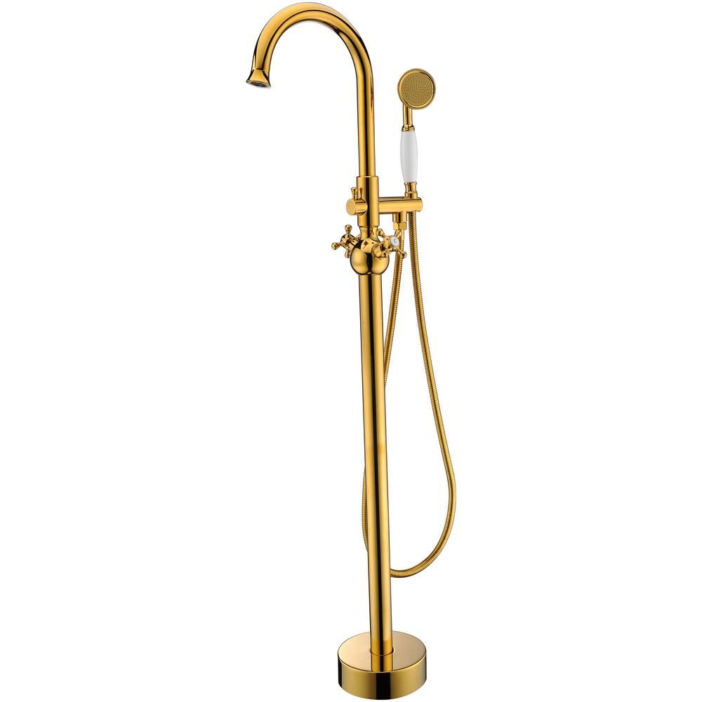 ANZZI Bridal 3-Handle Claw Foot Tub Faucet with Hand Shower in Gold-FS-AZ0061RG - The Home Depot | Home Depot