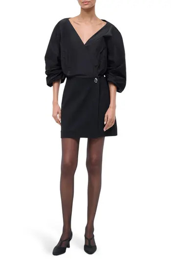 STAUD Orion Mixed Media Minidress in Black at Nordstrom Rack, Size 8 | Nordstrom Rack