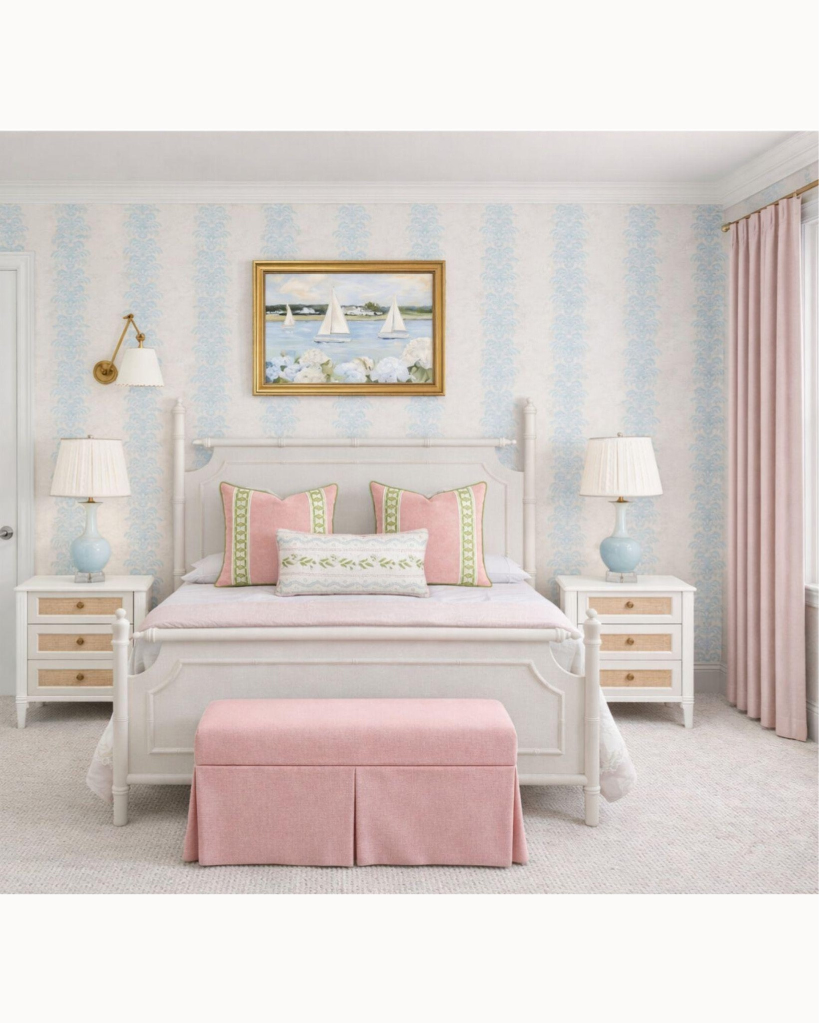 Obsessed with this pink, blue and green coastal bedroom design! 

#LTKHome #LTKSaleAlert #LTKdayinmylife