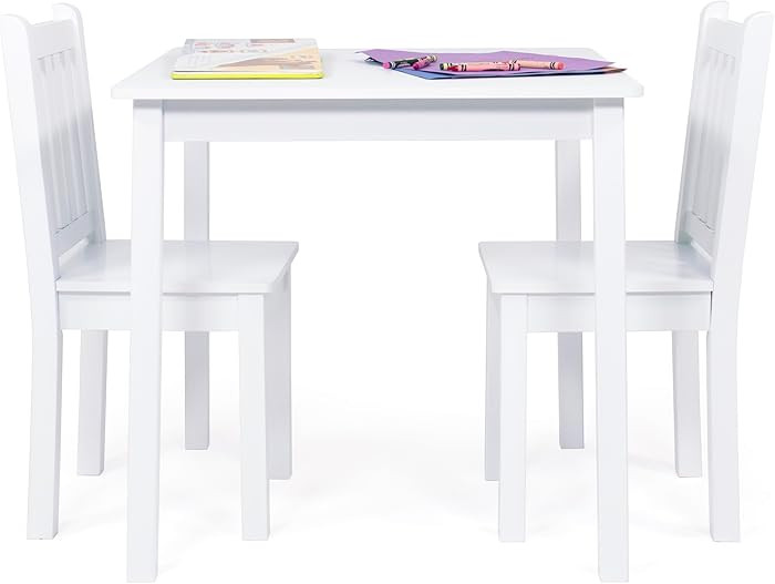 Humble Crew Kids Wooden Table and 2 Chairs Set, White - Square Kids Table and Chair Set for Toddl... | Amazon (US)