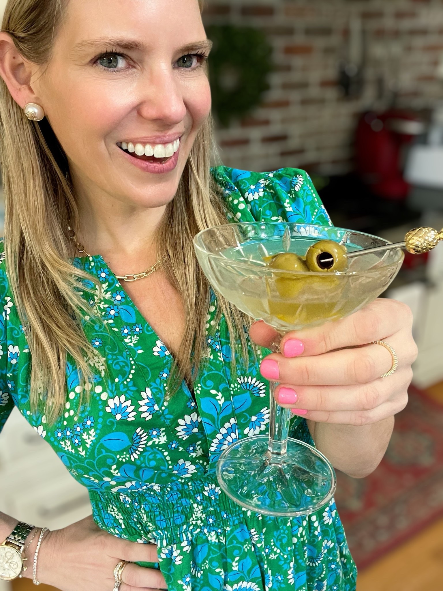 Hot & Dirty Martini Vibes
Swirl your glass with vermouth
Pour 1.5 oz vodka
Add 1 oz brine from jalapeño-stuffed olives
Shake it up with ice, baby!
Garnish with jalapeños & stuffed olives for that kick!
Wearing the cutest cotton dress—lightweight, comfy & perfect for cocktail hour!
Cheers to spice & style!

#MartiniTime #HotAndDirty #JalapeñoVibes #DirtyMartini #CocktailHour #HappyHourStyle #DrinkInStyle #SpicySips #CheersYall #CottonStyle

Use code PREPPYREBEL for 10% off Melinda Maria Jewelry!

#LTKParties #LTKFindsUnder50 #LTKHome