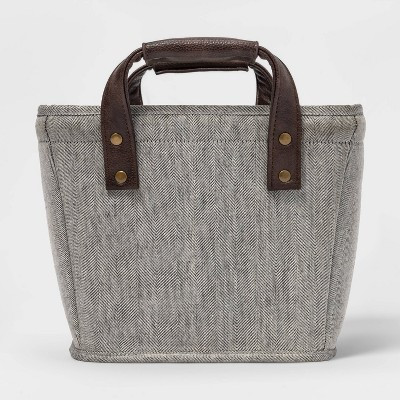 Recycled Polyester Fabric Bin with Faux Leather Handles Gray - Threshold™ | Target