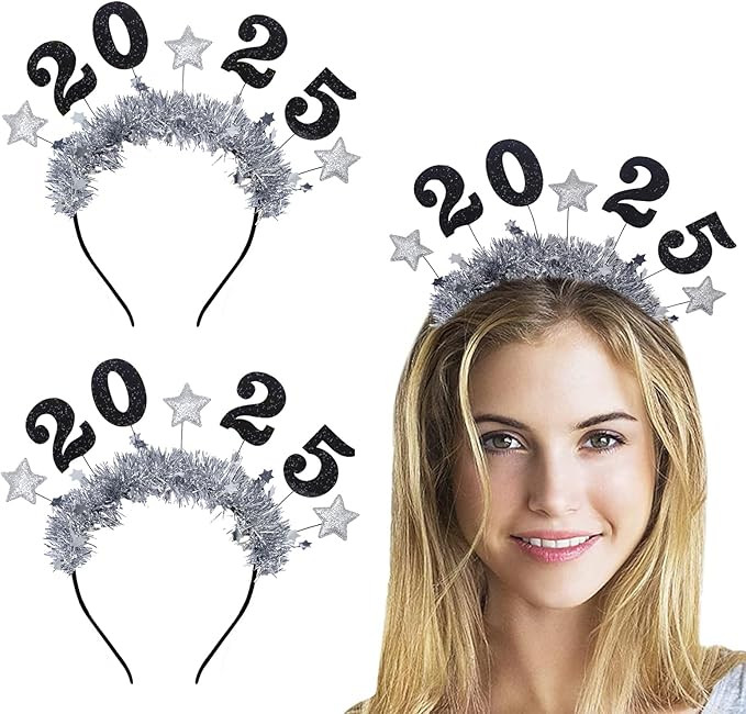 Threetols 2025 Happy New Year Star Headband Tiara for Women Man Kid | Amazon (US)