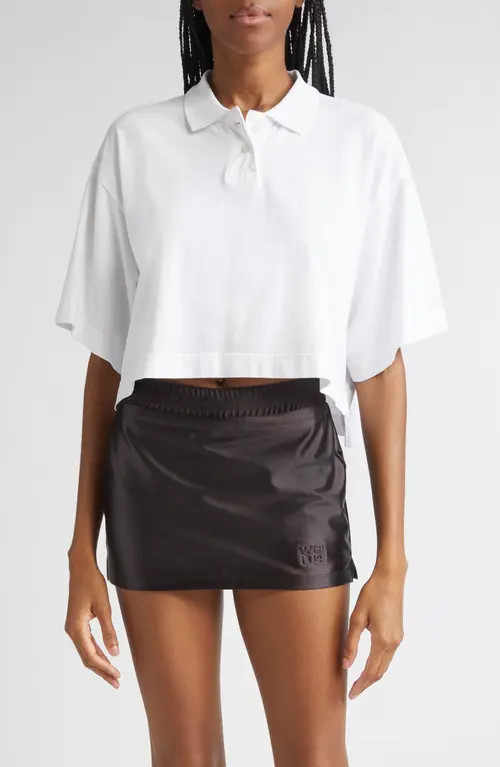 Alexander Wang Crop Polo in Vintage White at Nordstrom, Size Small | Nordstrom