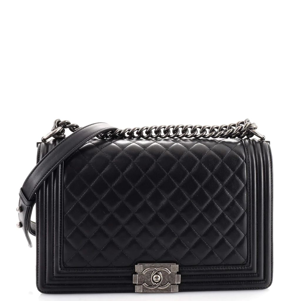 Chanel Boy Flap Bag Quilted Lambskin New Medium Black 1566792 | Rebag