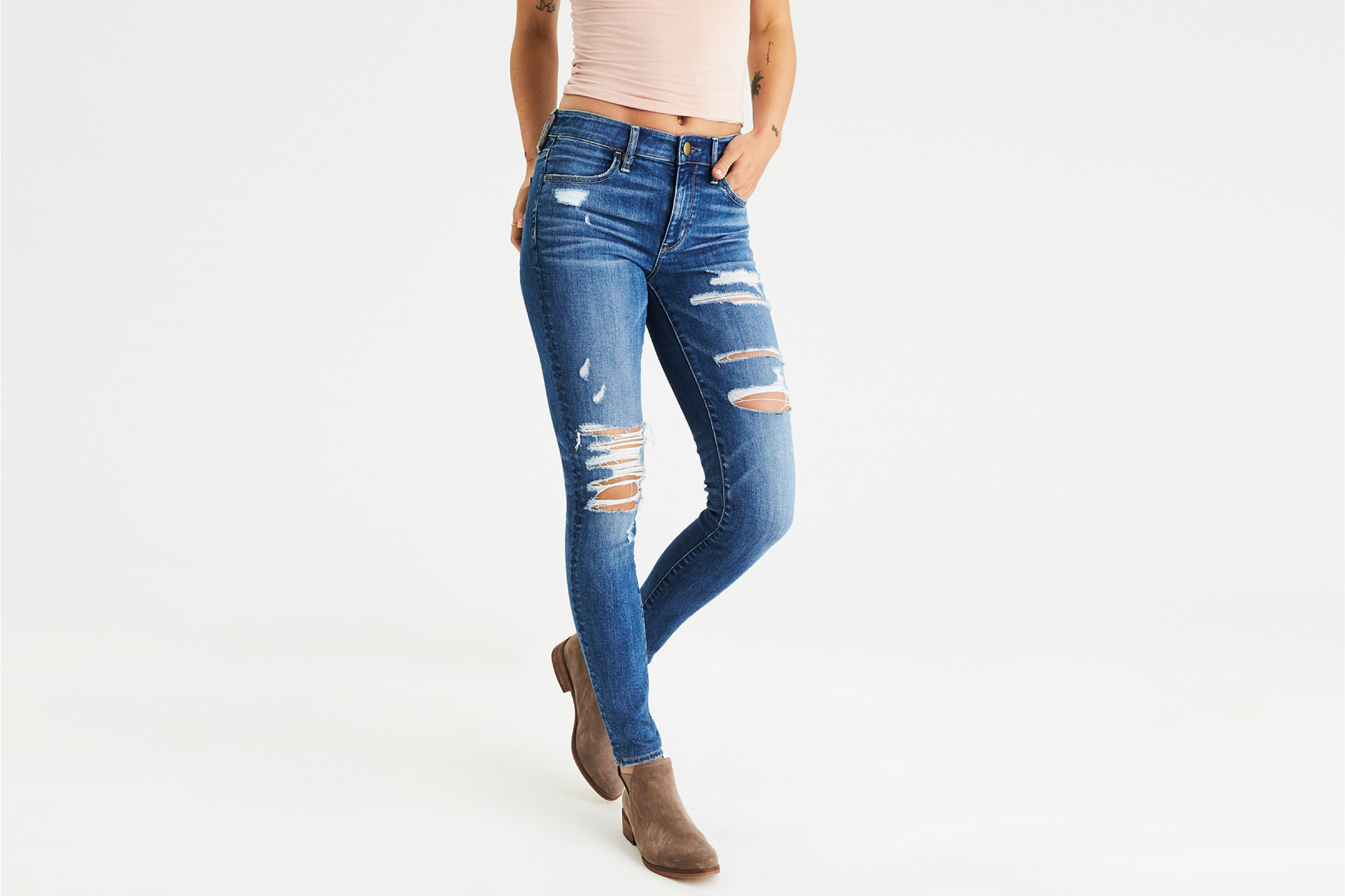 AEO Denim X Hi-Rise Jegging, Slasher Blue | American Eagle Outfitters (US & CA)