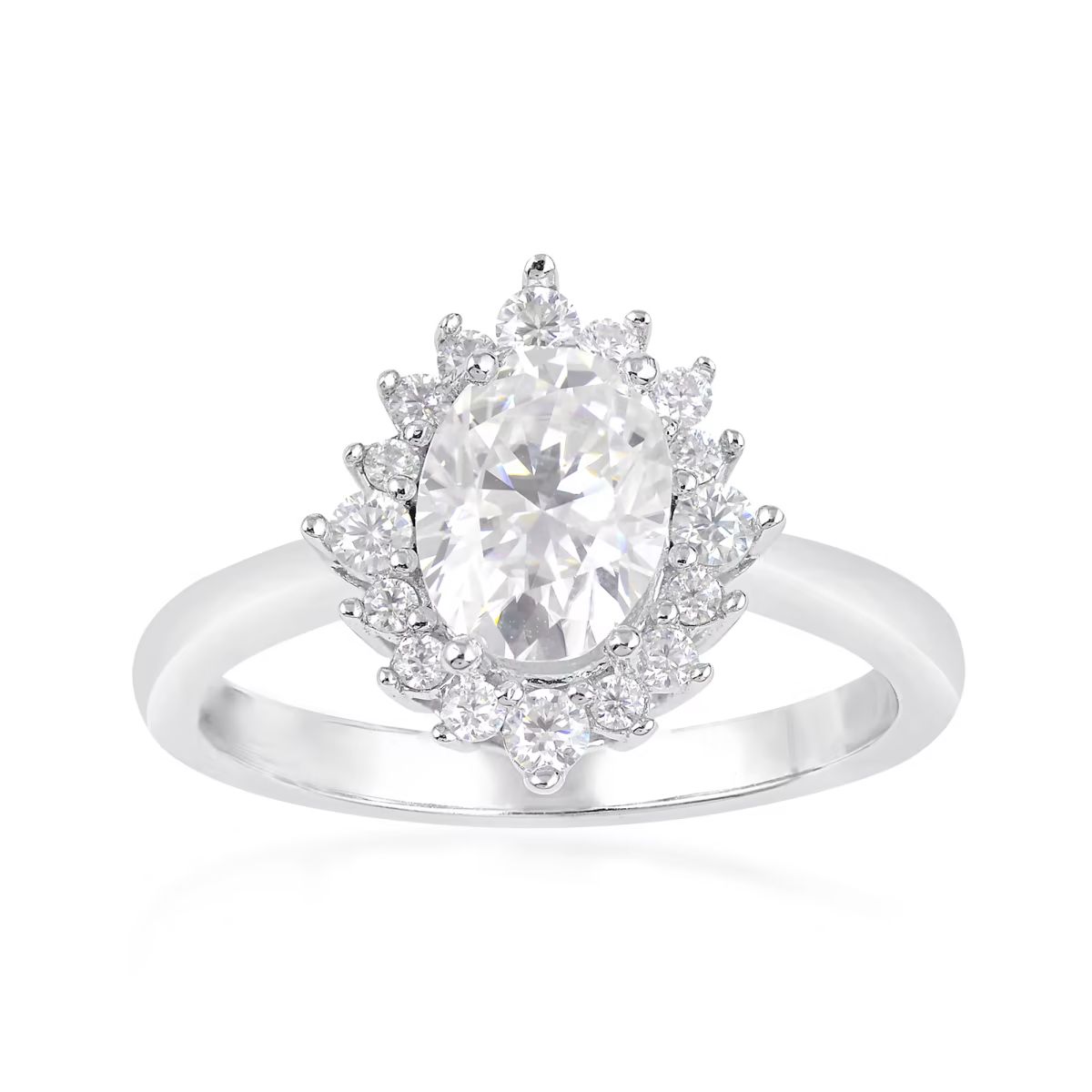 1.50 ct. t.w. Moissanite Halo Ring in Sterling Silver | Ross-Simons