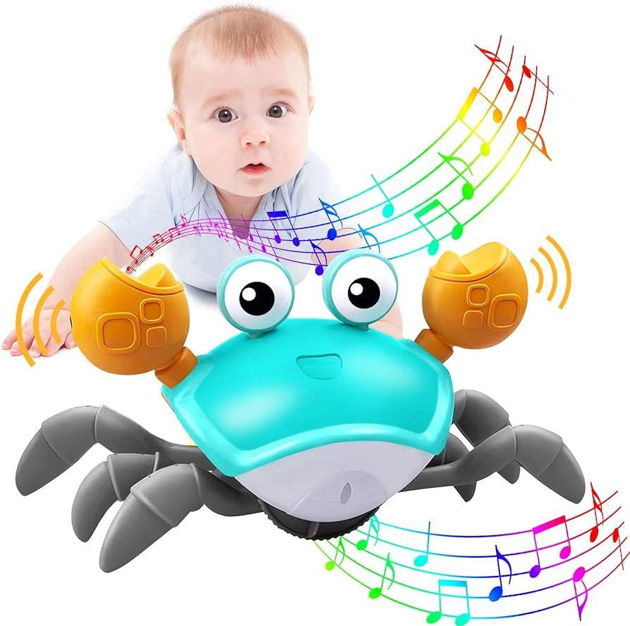 Plnmlls Crawling Crab Baby Toy，Tummy Time Baby Toys with Music and LED Light Will Automatically... | Amazon (US)