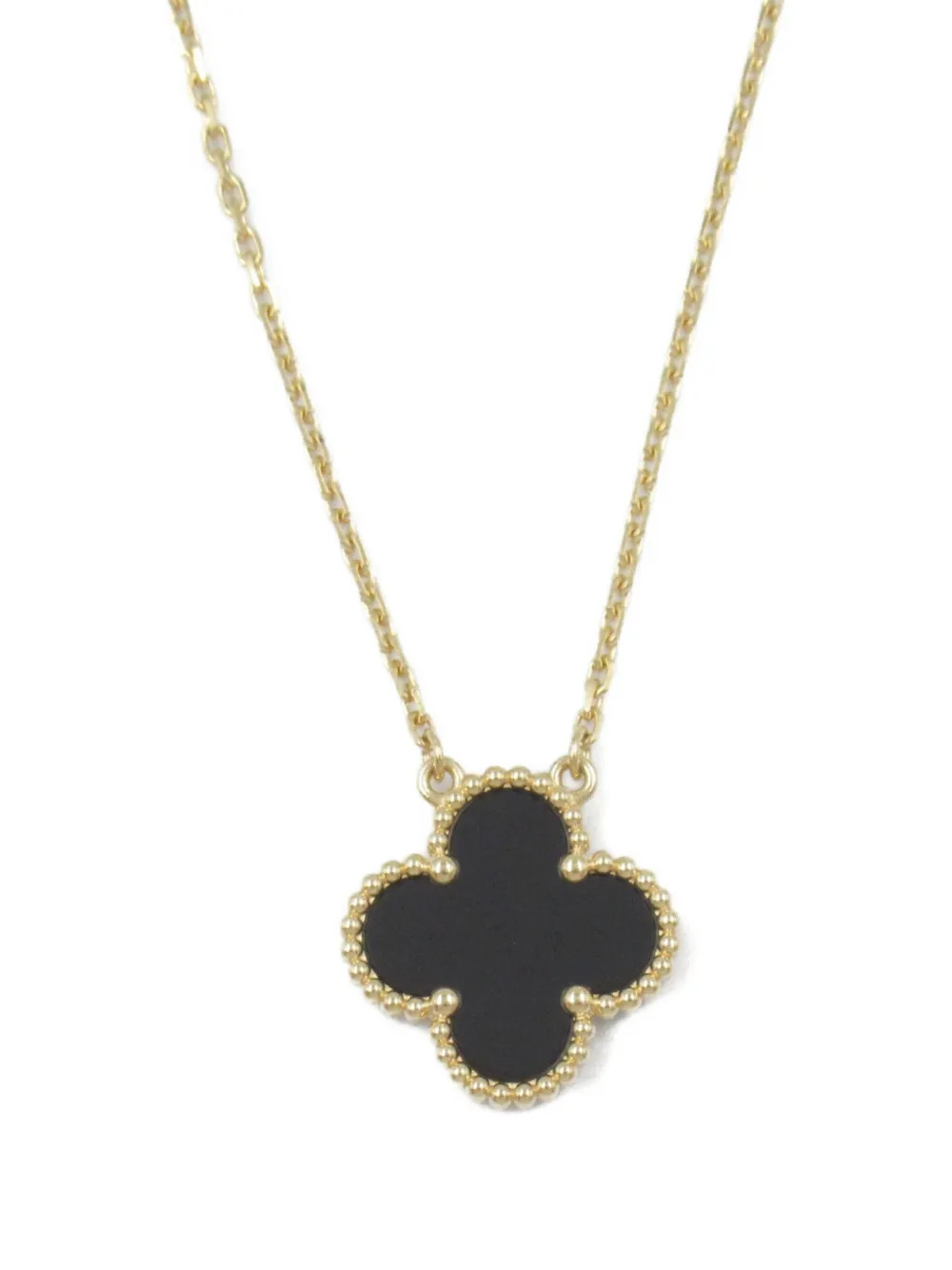 Van Cleef & Arpels 2010s 18K yellow gold Alhambra onyx necklace - Black | Farfetch Global