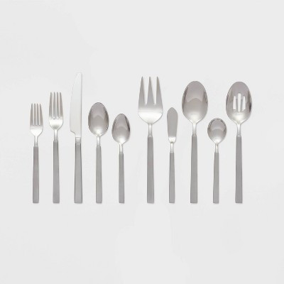 45pc Newfane Flatware Set Silver - Threshold™: Stainless Steel Silverware Set, Service for 4, Forks Spoons Knives | Target