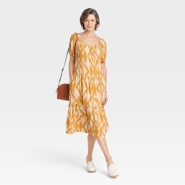 Women's Puff Short Sleeve Tiered A-Line Dress - Knox Rose™ | Target