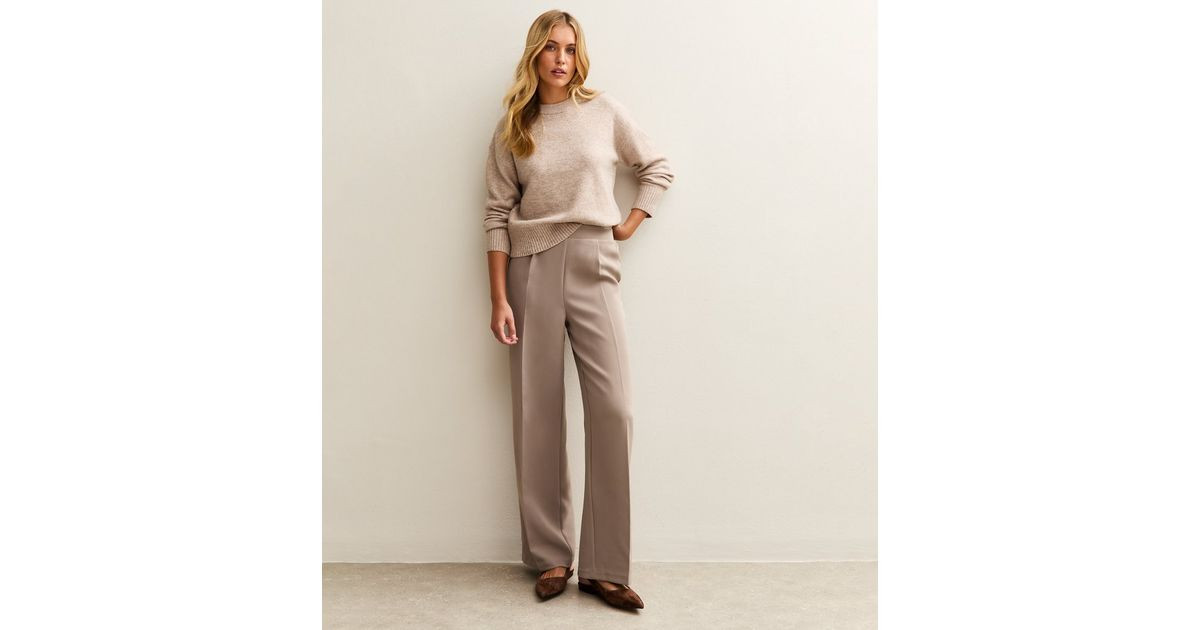 Tall Mink Pressed Crease Wide Leg Trousers | New Look | New Look (UK)