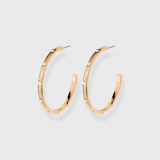 Enamel and Rhinestone Studded Hoop Earrings - A New Day™ | Target