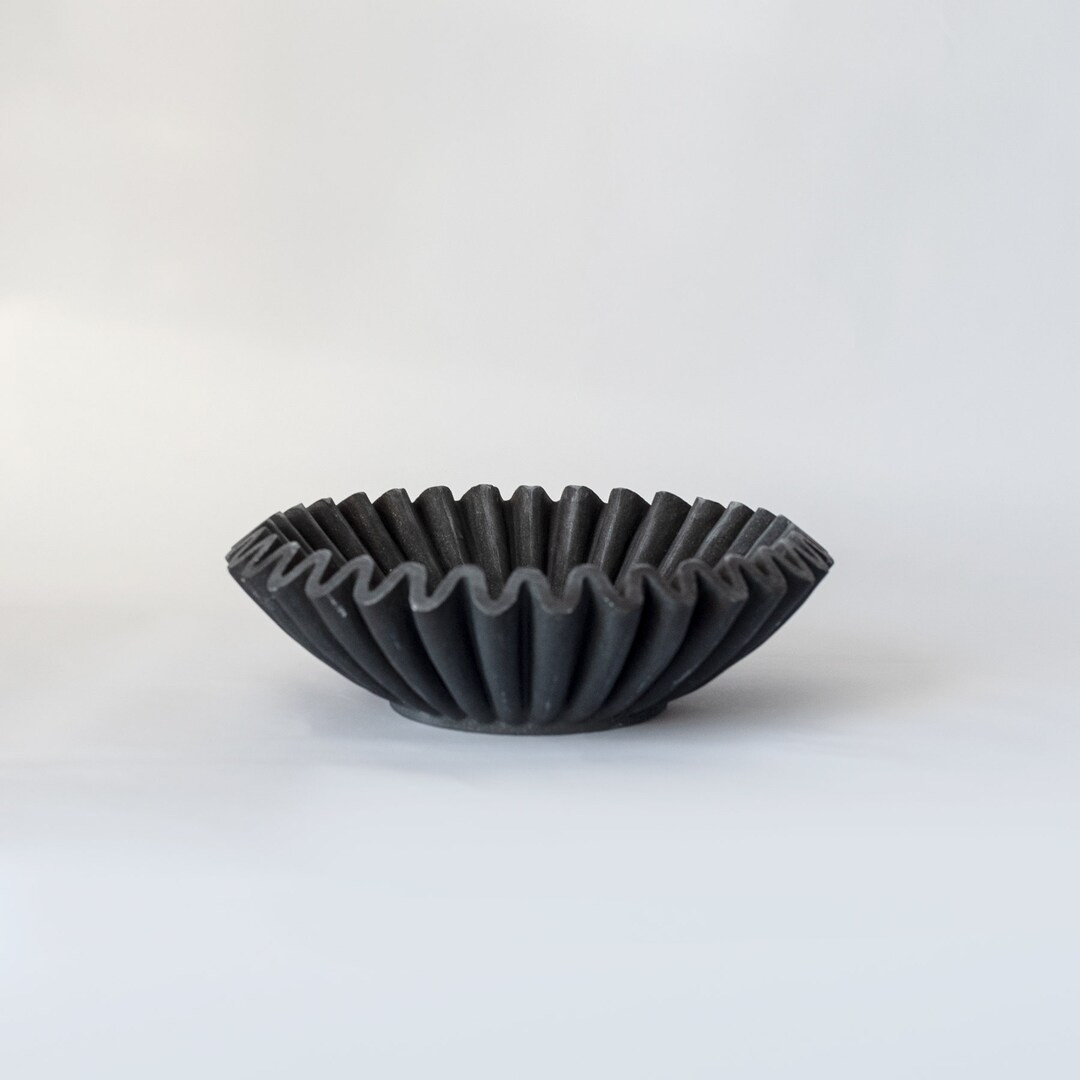 Black Ruffled Marble Bowl 9 Inches - Etsy | Etsy (US)