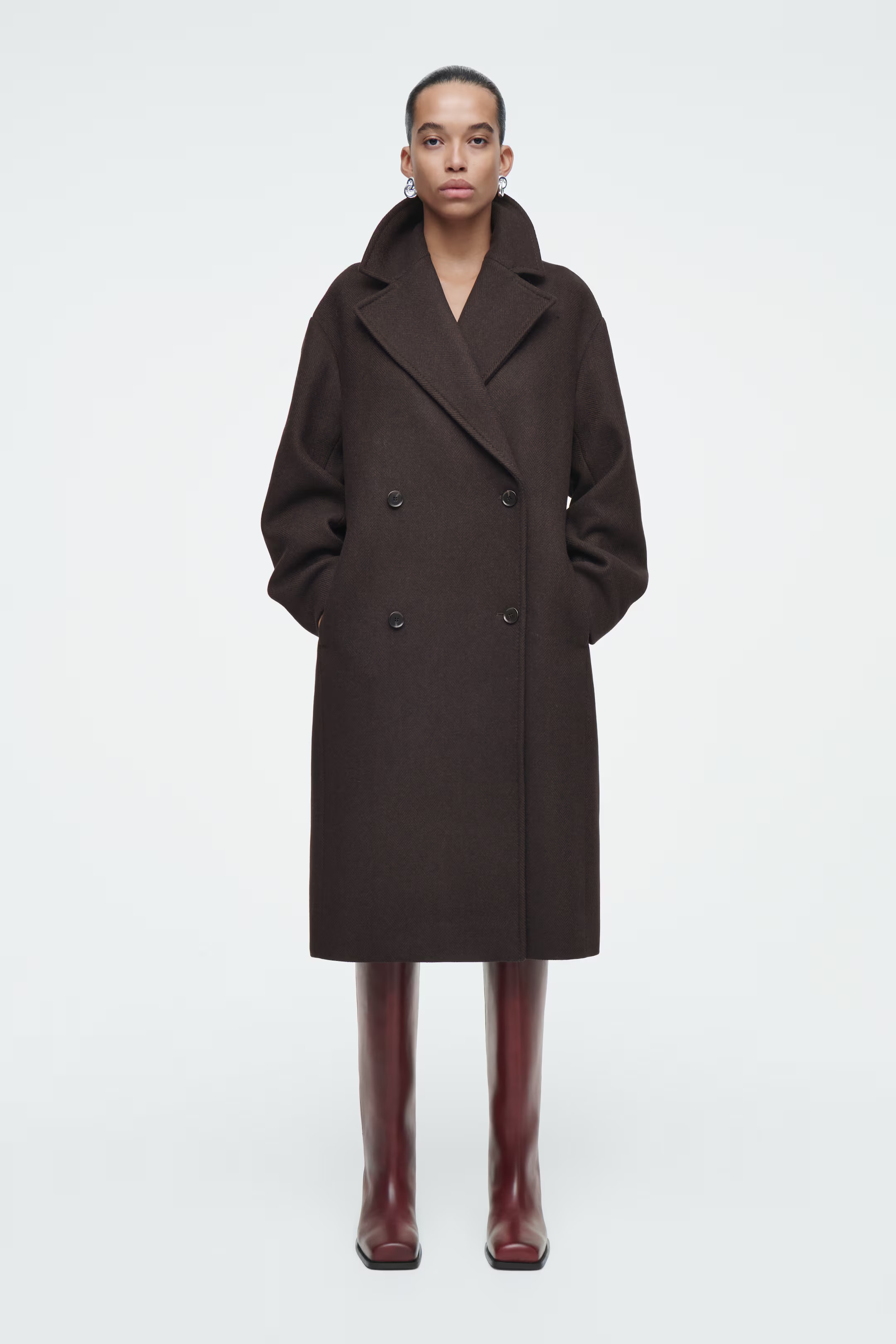 SQUARE-TOE LEATHER KNEE-HIGH BOOTS | H&M (UK, MY, IN, SG, PH, TW, HK)