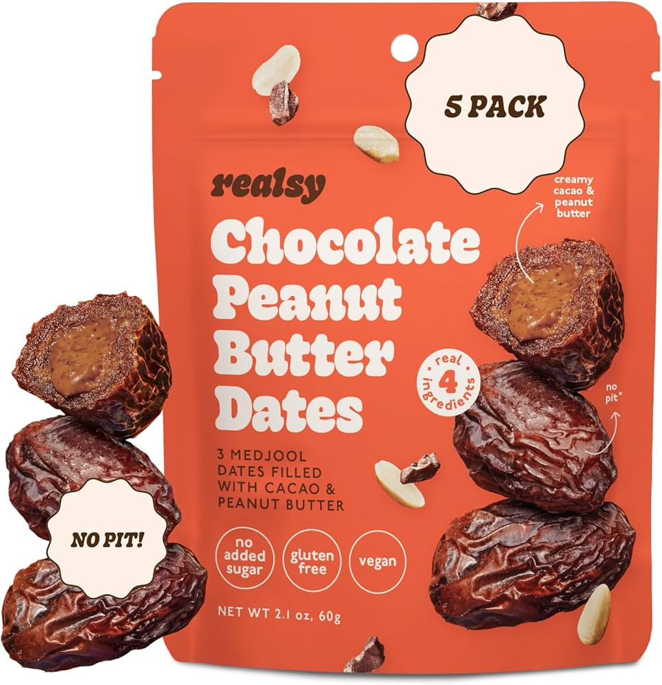 Realsy Pitted & Stuffed Medjool Dates, Organic Dates with No Sugar Added, Gluten-Free, Vegan, Goo... | Amazon (US)