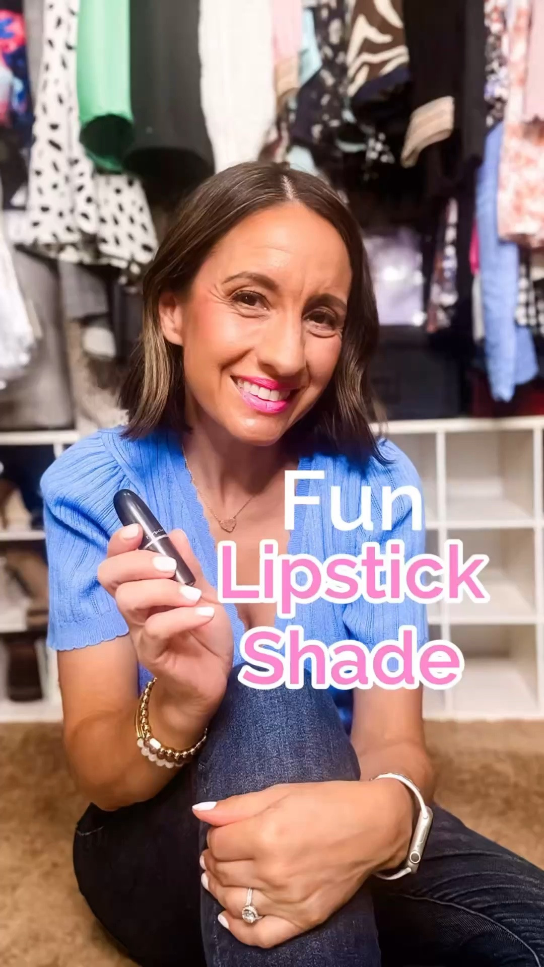 Hi! Here’s MAC lipstick in the shade Candy Yum Yum. It feels like an iconic pink 🩷 MAC lip color. 
It’s so vibrant and pretty. 
Light blue top is a Walmart find. Runs true to size. ♥️
Makeup 
Lipstick 
Lip color 
Summer makeup

#LTKOver40 #LTKPetite #LTKBeauty