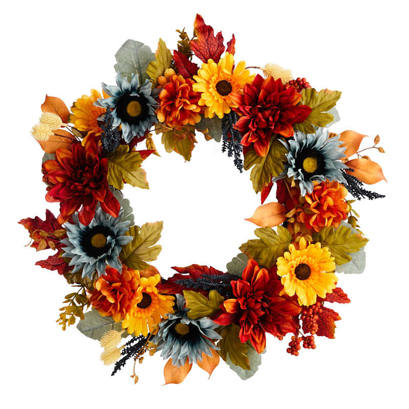 Brown Dahlia Daisy Wreath, 24" | At Home