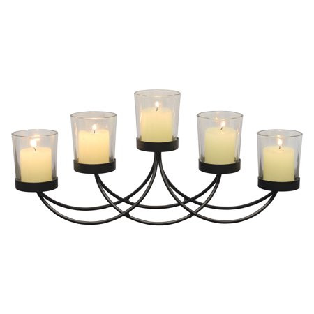 Stonebriar Black Metal Votive Candelabra, Decorative Candle Centerpiece, Elegant Candle Holders, ... | Walmart (US)