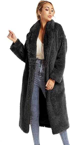 Women Faux Fur Winter Coats Comfort Warm Outerwear Open Front Long Cardigan Overcoat Jacket | Amazon (US)
