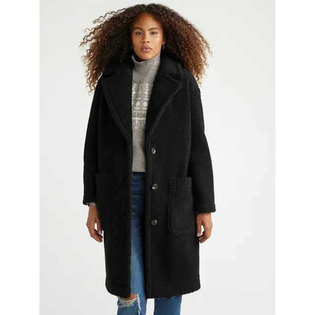 Free Assembly Women's Oversized Teddy Coat, Sizes XS-XXXL | Walmart (US)