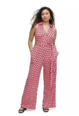 Diane Von Furstenberg DVF Target Sleeveless Pink Modern Geo Jumpsuit L  NEW 2024 | eBay US