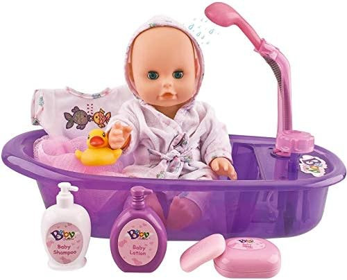 Baby Bath Toys 13-Inch Little Newborn Doll Bath Set - Real Working Bathtub with Detachable Shower... | Amazon (US)