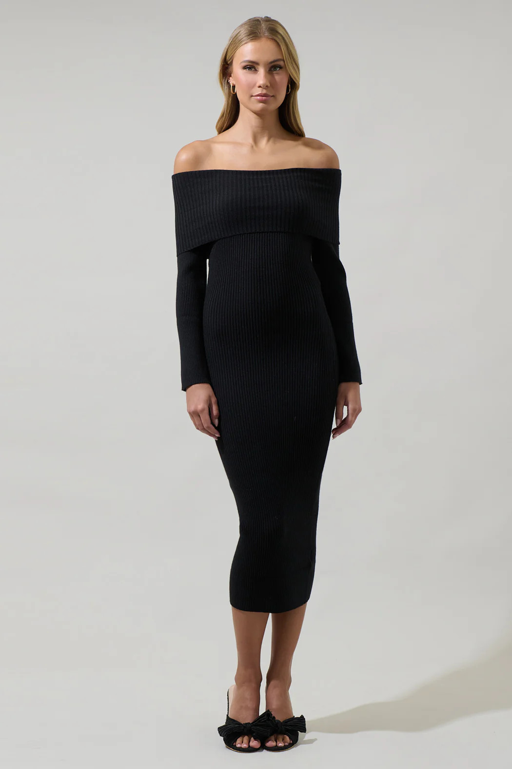Vonnie Off the Shoulder Midi Sweater Dress | Sugarlips