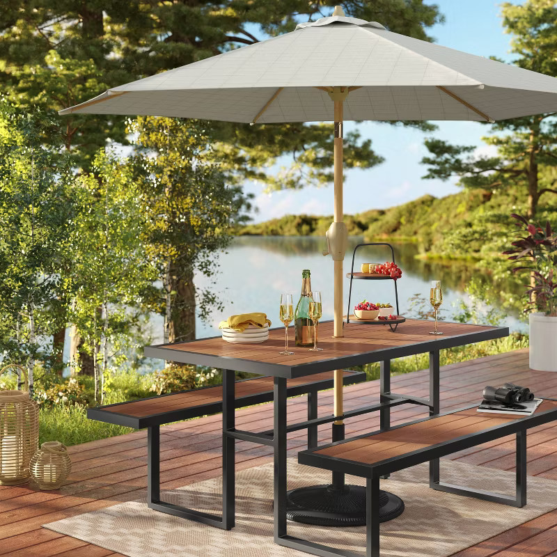 9'x9' Woven Grid Market Patio Umbrella - Threshold™ | Target