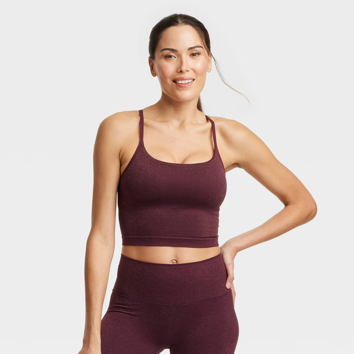 Women's Lurex Seamless Light Support Cami Cropped Sports Bra - All In Motion™ | Target