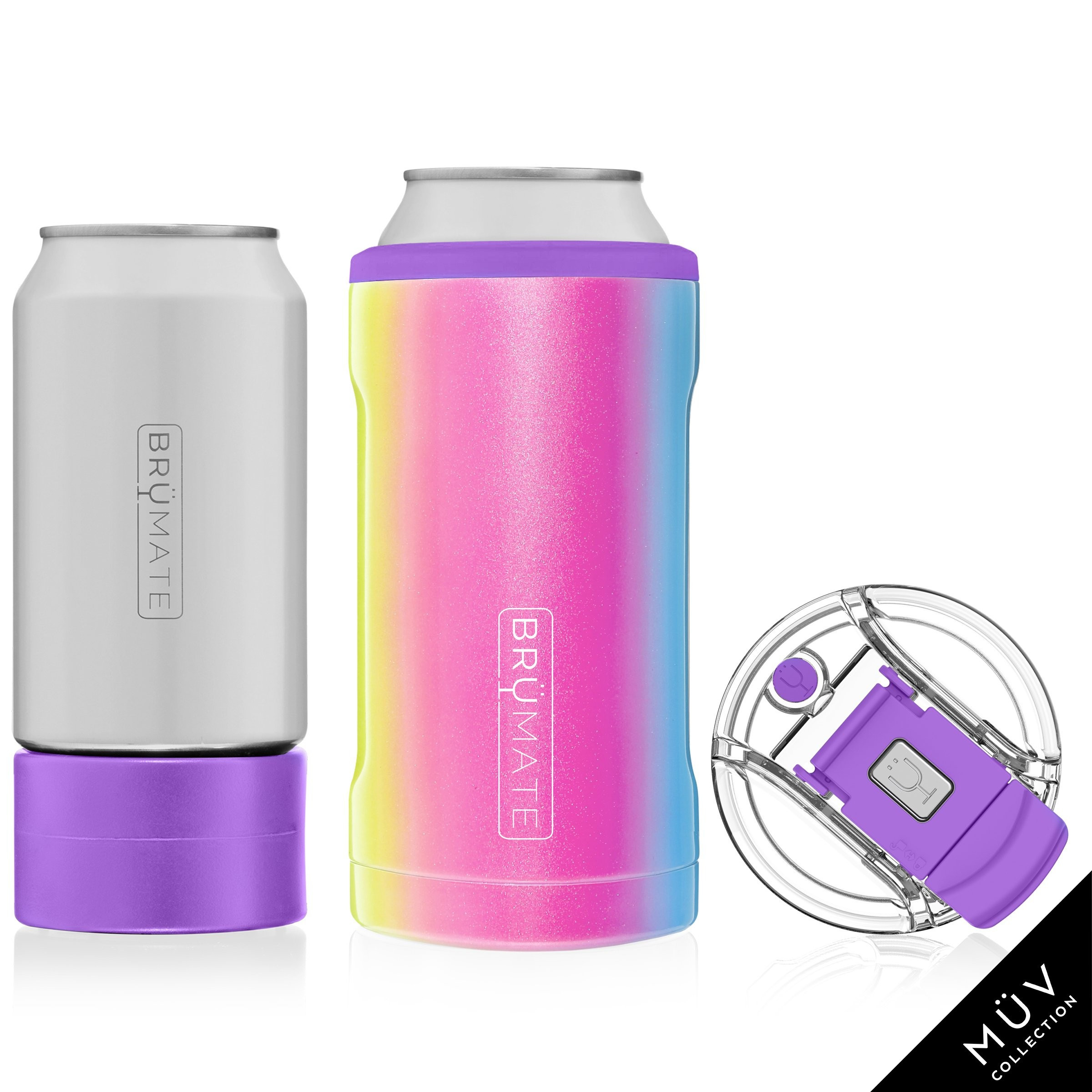 HOPSULATOR TRíO MÜV 3-in-1 | Glitter Rainbow (16oz/12oz cans) | BruMate