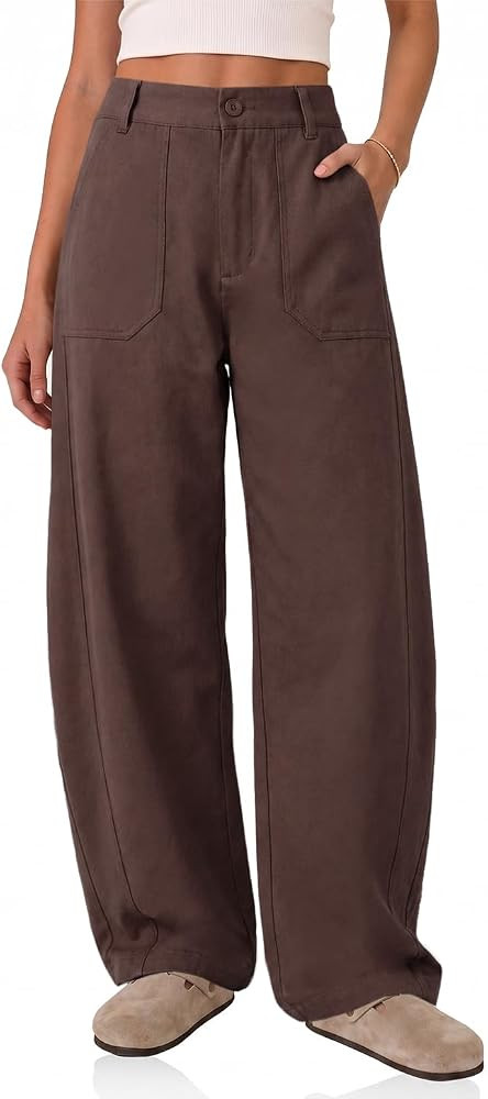 Cicy Bell Womens High Waisted Barrel Pants Wide Leg Cuffed Pants | Amazon (US)